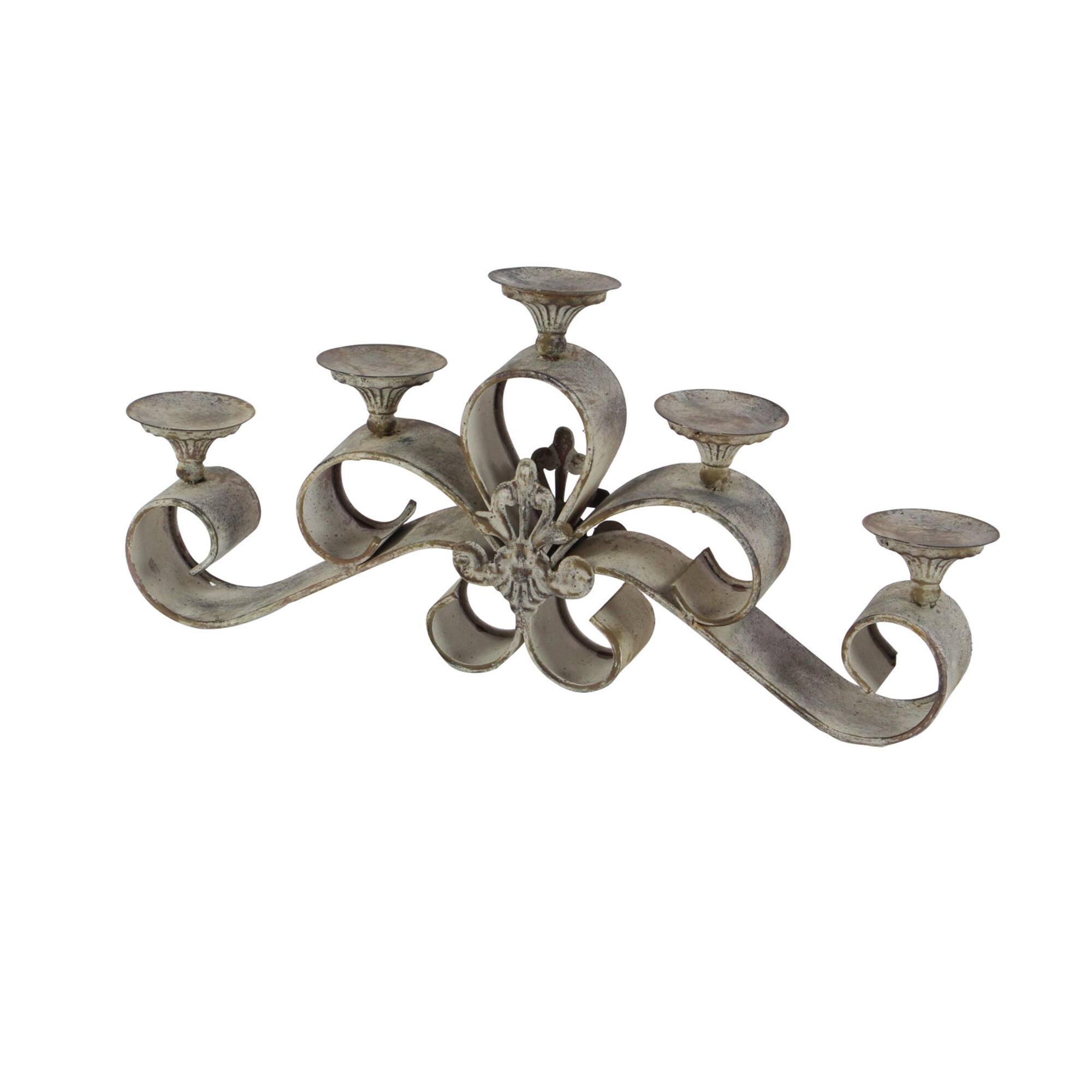23'' Gray Iron Rustic Candle Holder